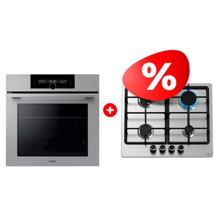 Жиынтық Встраиваемый духовой шкаф Haier HOQ-F6QAN3GG + Haier газ пісіру беті HHX-M64CNX 