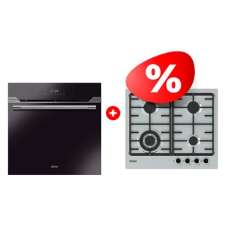 Жиынтық Haier кіріктірілген тұмшапеш HOD-TM09PGB + Haier газ пісіру беті HHX-M64CWFX 