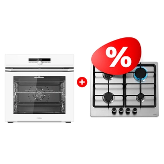 Комплект Встраиваемый духовой шкаф Haier HOQ-F6CASGW + Газовая варочная поверхность Haier HHX-M64CNX 