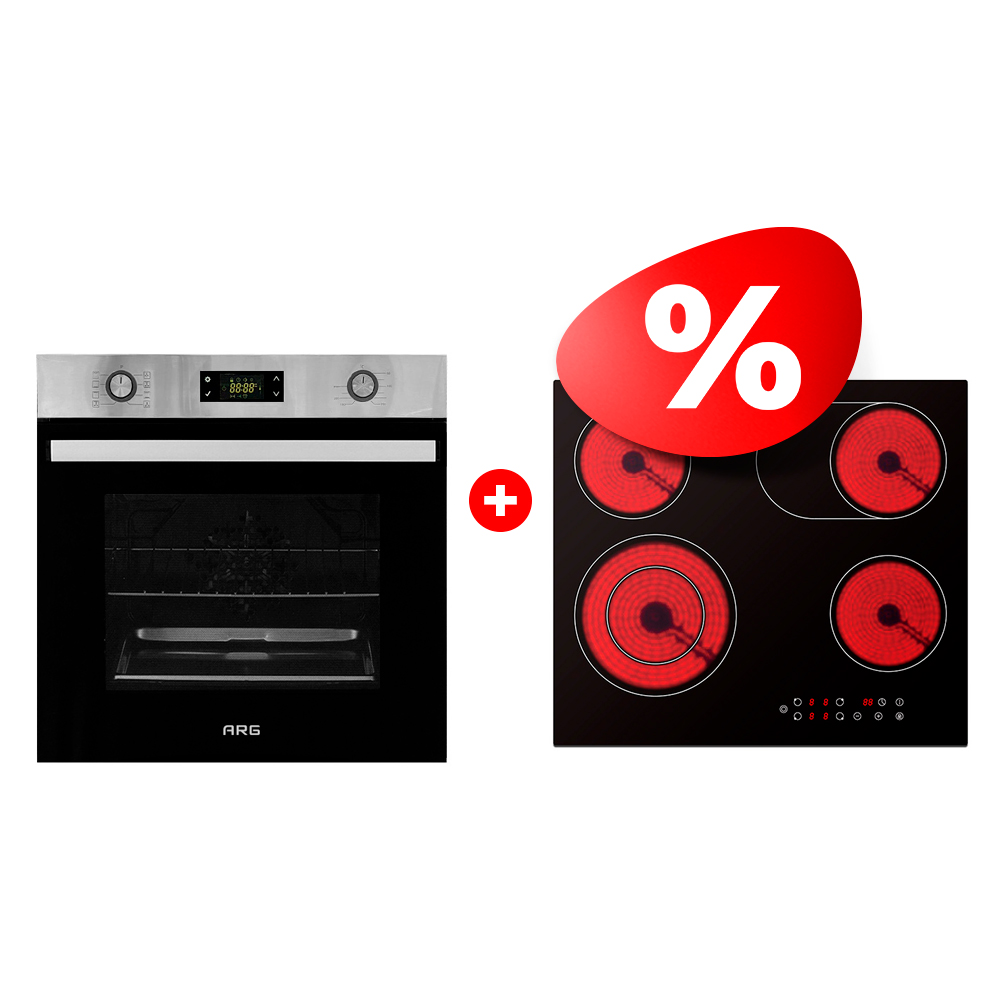 Комплект Встраиваемый духовой шкаф ARG MFA 627 Inox + Стеклокерамическая варочная поверхность ARG YL-CF6601HD 