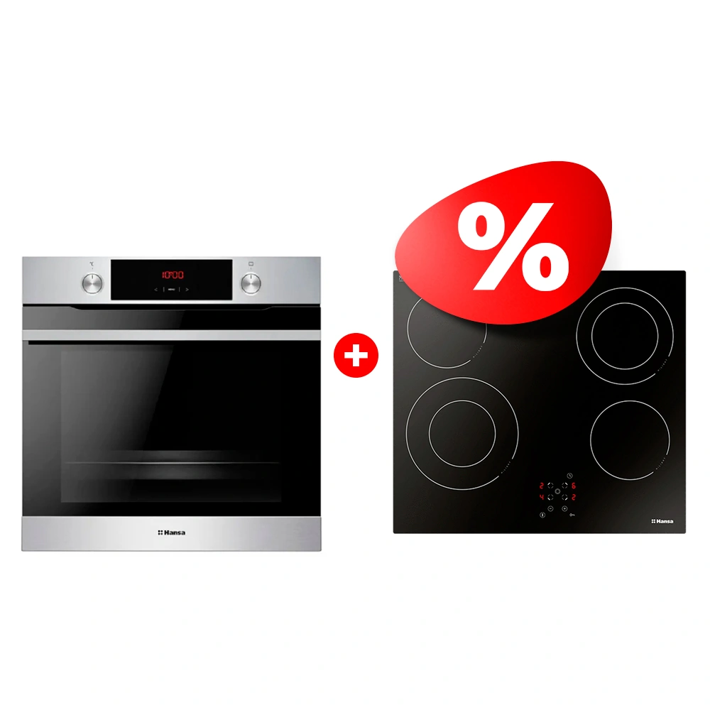 Жиынтық HANSA кіріктірілетін электр пеші BOEI684605 + Hansa электр пісіру беті BHC66506 