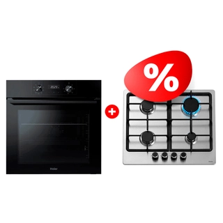 Комплект Встраиваемый духовой шкаф Haier HOQ-K2ANN3GB + Газовая варочная поверхность Haier HHX-M64CNX 