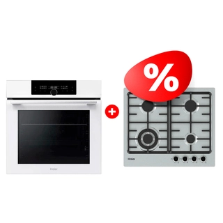 Жиынтық Встраиваемый духовой шкаф Haier HOQ-F6QSN3WB + Haier газ пісіру беті HHX-M64CWFX 