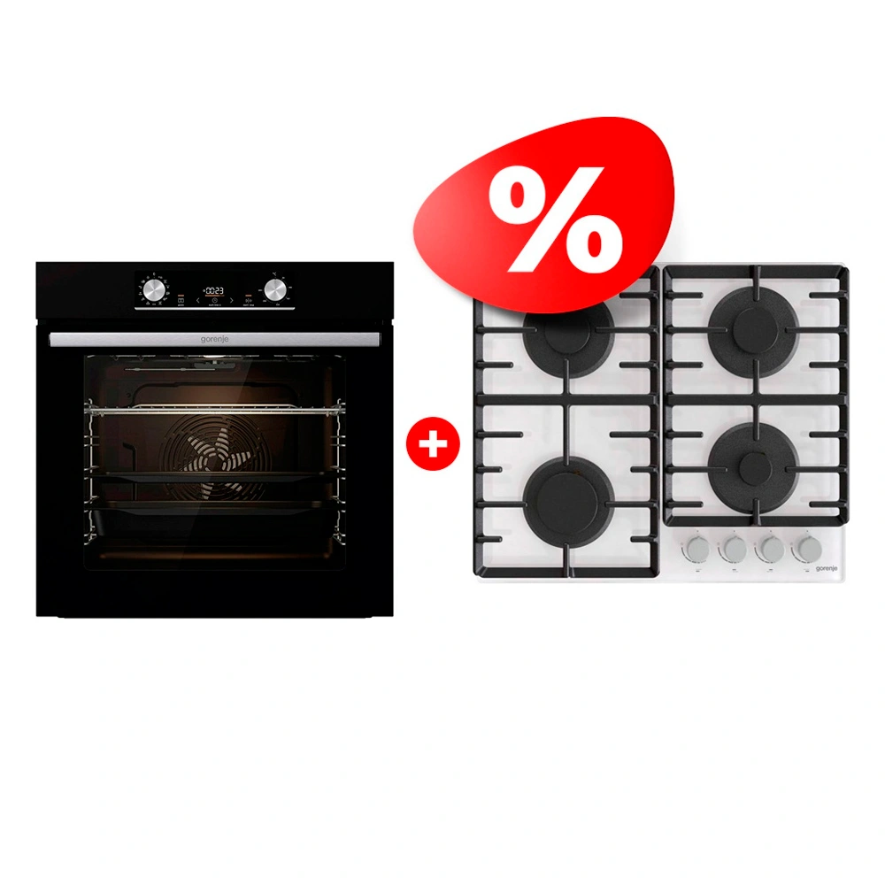 Жиынтық Встраиваемый духовой шкаф Gorenje BOSX6737E03B + Gorenje газды пісіру беті GT642AXW 