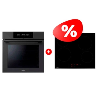 Комплект Встраиваемый духовой шкаф Haier HOQ-F6QAN3DG + Стеклокерамическая варочная поверхность Haier HHY-C64RVB