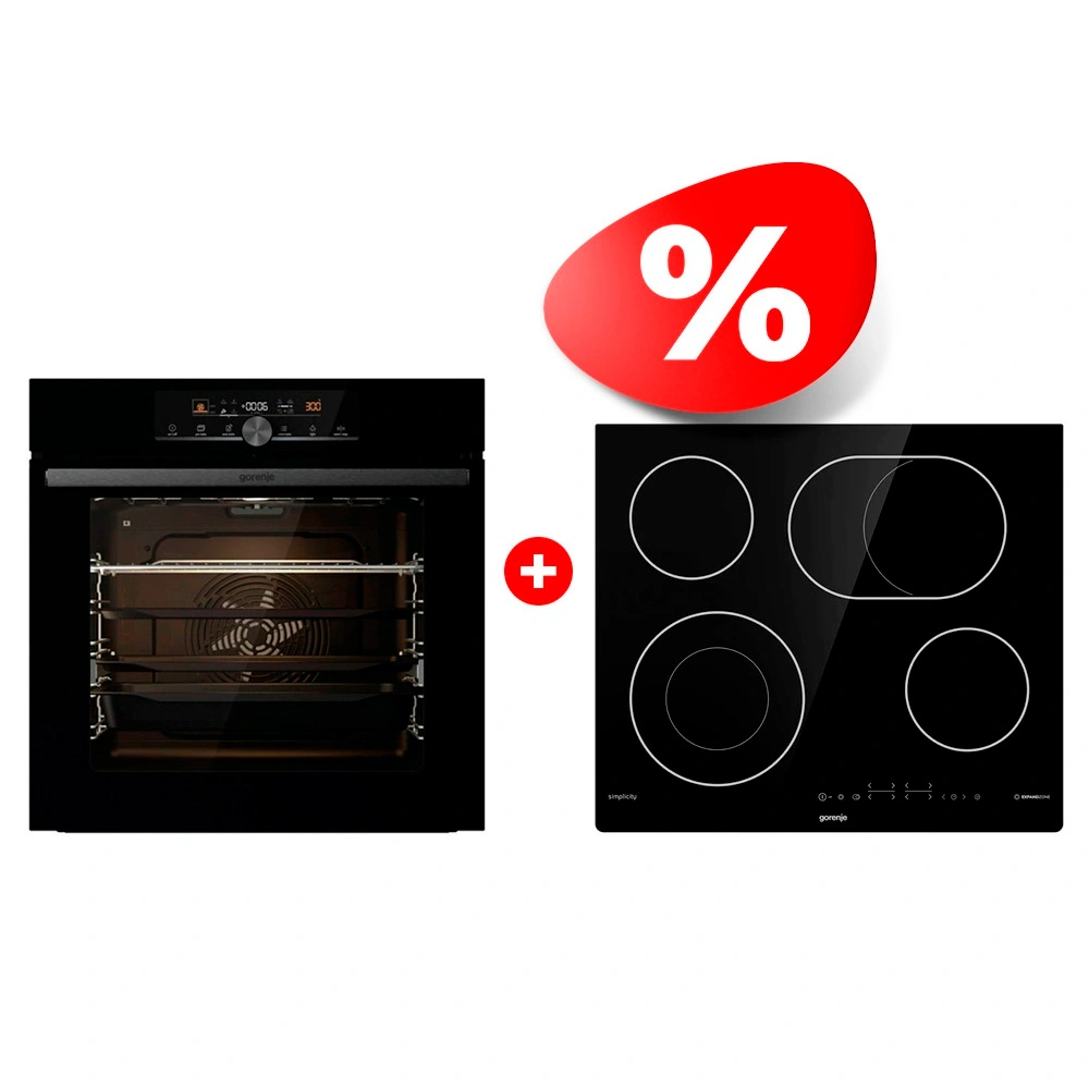 Жиынтық Gorenje Кіріктірілген пеш BPS6747A06BG + Gorenje электр пісіру беті ECT643SYB 