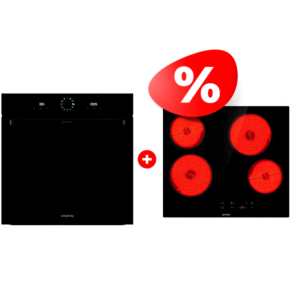 Комплект Встраиваемый духовой шкаф Gorenje BOS6737SYB + Стеклокерамическая варочная панель Gorenje ECT64BSCE