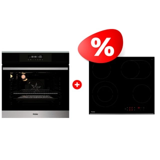 Комплект Встраиваемый духовой шкаф Haier HOX-FP3ABX + Стеклокерамическая варочная поверхность Haier HHY-C64ROVB
