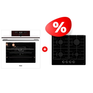 Комплект Встраиваемый духовой шкаф Haier HOX-FP5RAWB + Газовая варочная поверхность Haier HHX-G64CNB