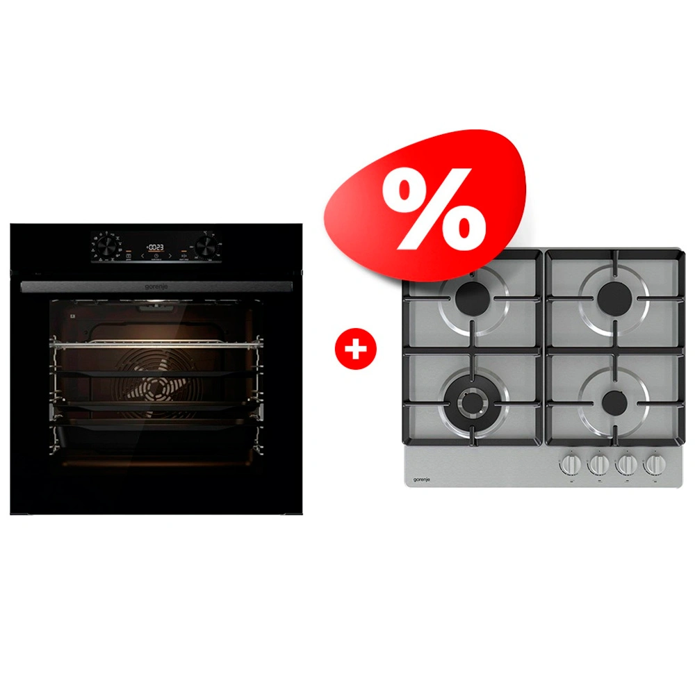 Жиынтық Встраиваемый духовой шкаф Gorenje BPS6737E14BG + Газовая варочная панель Gorenje GW641XHF 