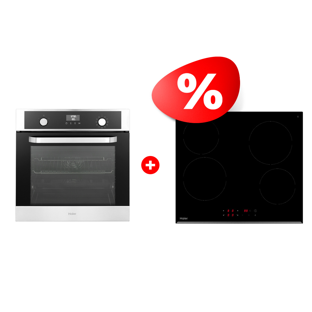 Жиынтық Haier кіріктірілген тұмшапеш HOX-P11HSX + Haier шыны керамикалық плитасы HHY-C64RVB 