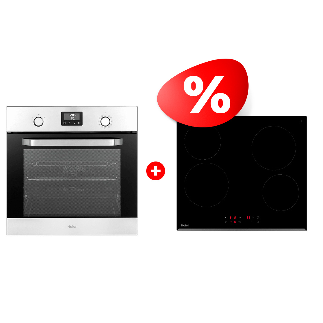 Жиынтық Haier кіріктірілген тұмшапеш HOX-P11HFX + Haier шыны керамикалық плитасы HHY-C64RVB 