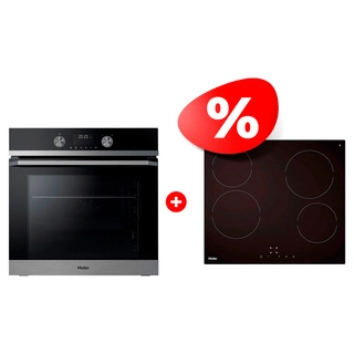 Комплект Встраиваемый духовой шкаф Haier HOQ-K5AAN3BX + Стеклокерамическая варочная поверхность Haier HHY-C64NVTB
