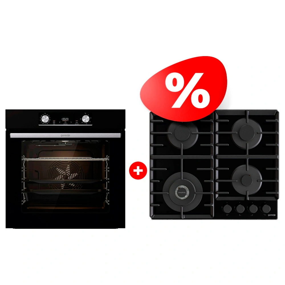 Жиынтық Встраиваемый духовой шкаф Gorenje BOSX6737E03B + Gorenje газды пісіру беті GTW642SYB 