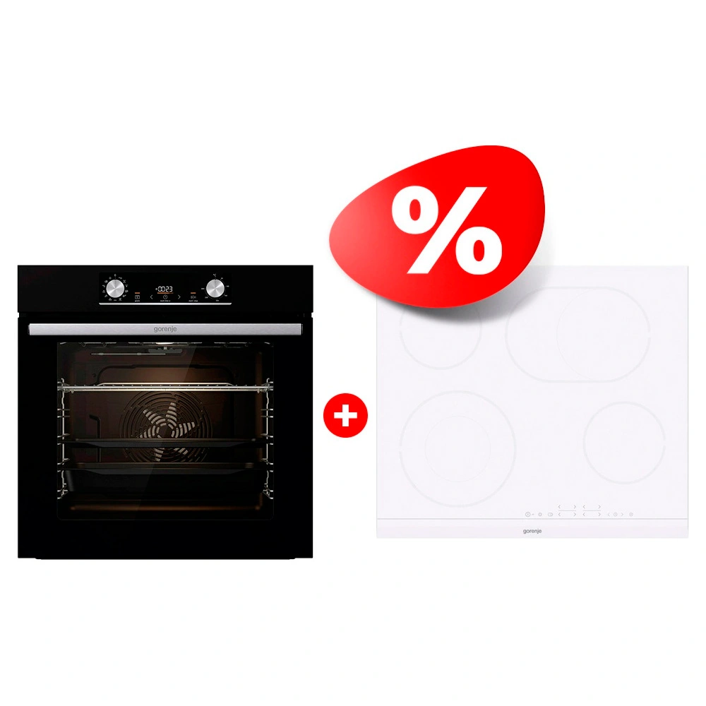Комплект Встраиваемый духовой шкаф Gorenje BOSX6737E03B + Электрическая варочная поверхность Gorenje ECT643WCSC