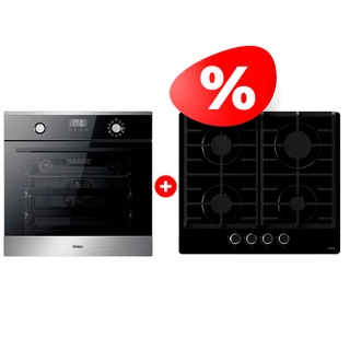 Комплект Встраиваемый духовой шкаф Haier HOX-P11CGBX + Газовая варочная поверхность Haier HHX-G64CNB