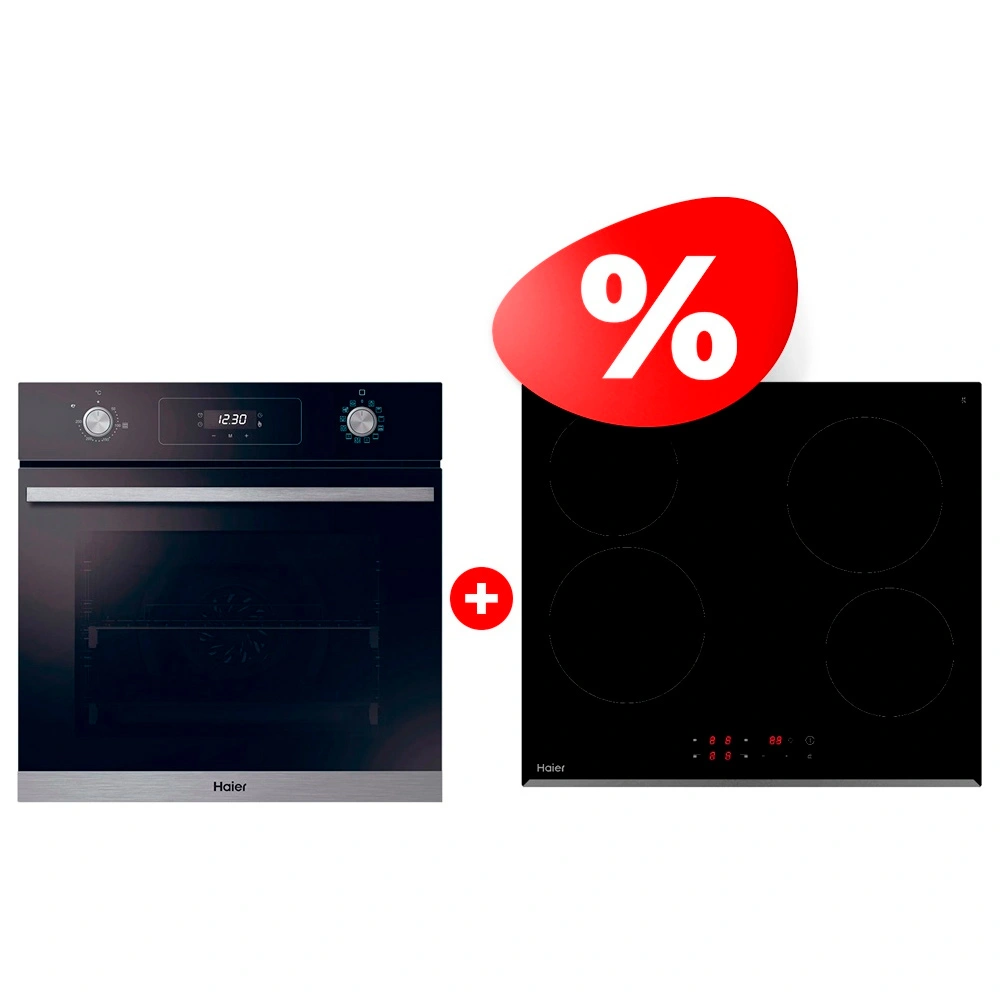 Комплект Встраиваемый духовой шкаф Haier HOD-P12CTBX + Стеклокерамическая варочная поверхность Haier HHY-C64RVB