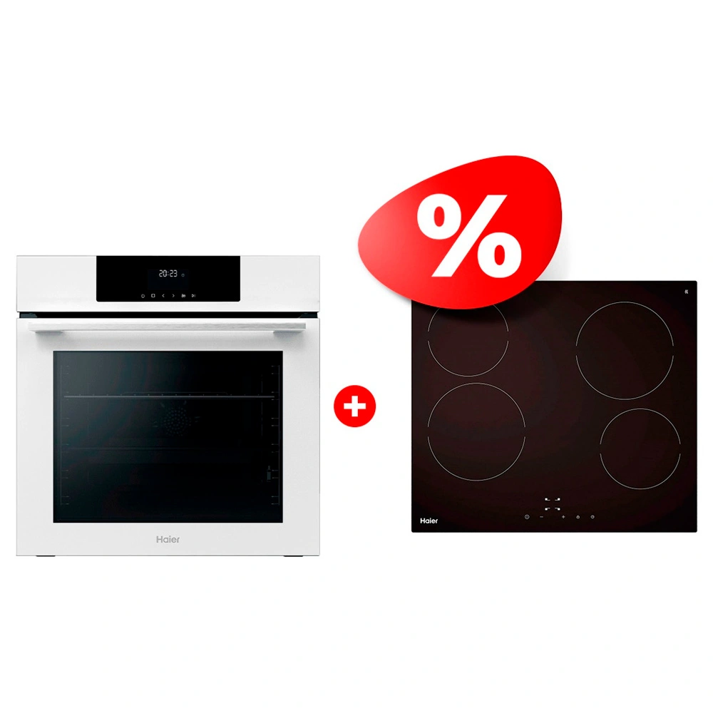 Жиынтық Встраиваемый духовой шкаф Haier HOQ-F3AAN3WB + Стеклокерамическая варочная поверхность Haier HHY-C64NVTB 