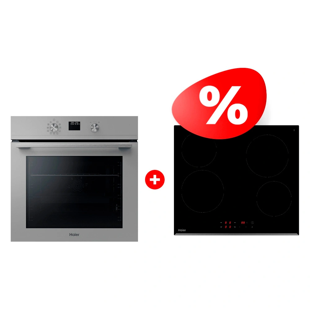 Комплект Встраиваемый духовой шкаф Haier HOQ-K4AAN3GG + Стеклокерамическая варочная поверхность Haier HHY-C64RVB
