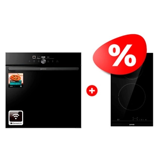 Жиынтық Gorenje кіріктірілетін электр пеші GO66E PIZZA350C + Gorenje электр пісіру беті ECT321BCSC 