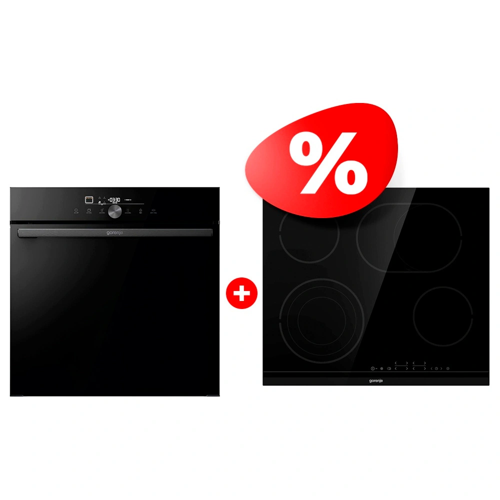 Комплект Встраиваемый духовой шкаф Gorenje GO66E PIZZA350C + Электрическая варочная поверхность Gorenje ECT646BCSC