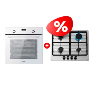 Жиынтық Встраиваемый духовой шкаф Haier HOY-P09NCGW + Haier газ пісіру беті HHX-M64CNX 