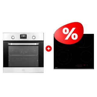 Комплект Встраиваемый духовой шкаф Haier HOX-P11HFX + Стеклокерамическая варочная поверхность Haier HHY-C64ROVB 