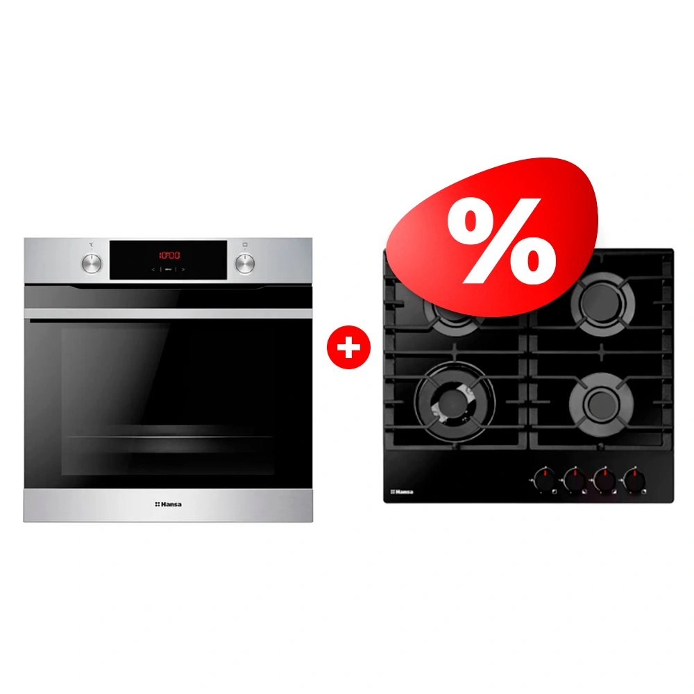Жиынтық HANSA кіріктірілетін электр пеші BOEI684605 + Hansa газ пісіру беті BHKS671830 
