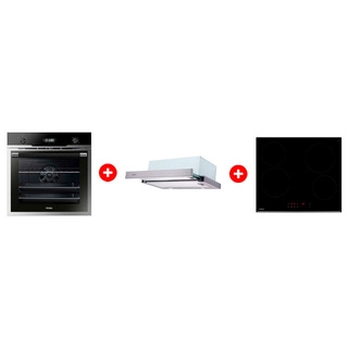 Комплект Встраиваемый духовой шкаф Haier HOD-PM08VGBX + Вытяжка Haier HVX-T671X + Стеклокерамическая варочная поверхность Haier HHY-C64RVB 