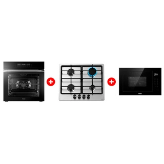 Жиынтық Haier кіріктірілетін тұмша шкафы HOQ-F5AAGB + Haier  кіріктірілетін микротолқынды пеші HMX-BTG259B + Haier газ пісіру беті HHX-M64CNX 