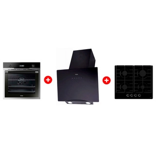 Комплект Встраиваемый духовой шкаф Haier HOD-PM08VGBX + Вытяжка Haier HVX-W692GB + Газовая варочная поверхность Haier HHX-G64CNB 