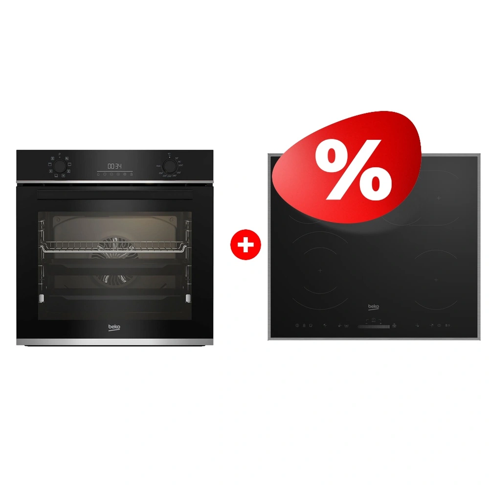 Комплект Встраиваемый духовой шкаф Beko BBIR13300XC + Электрическая варочная поверхность Beko HIC 64503 TX 