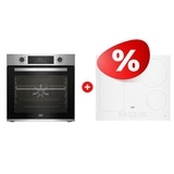 Комплект Встраиваемый духовой шкаф Beko BBIE12300XD + Варочная панель Beko HII64200FMTW 