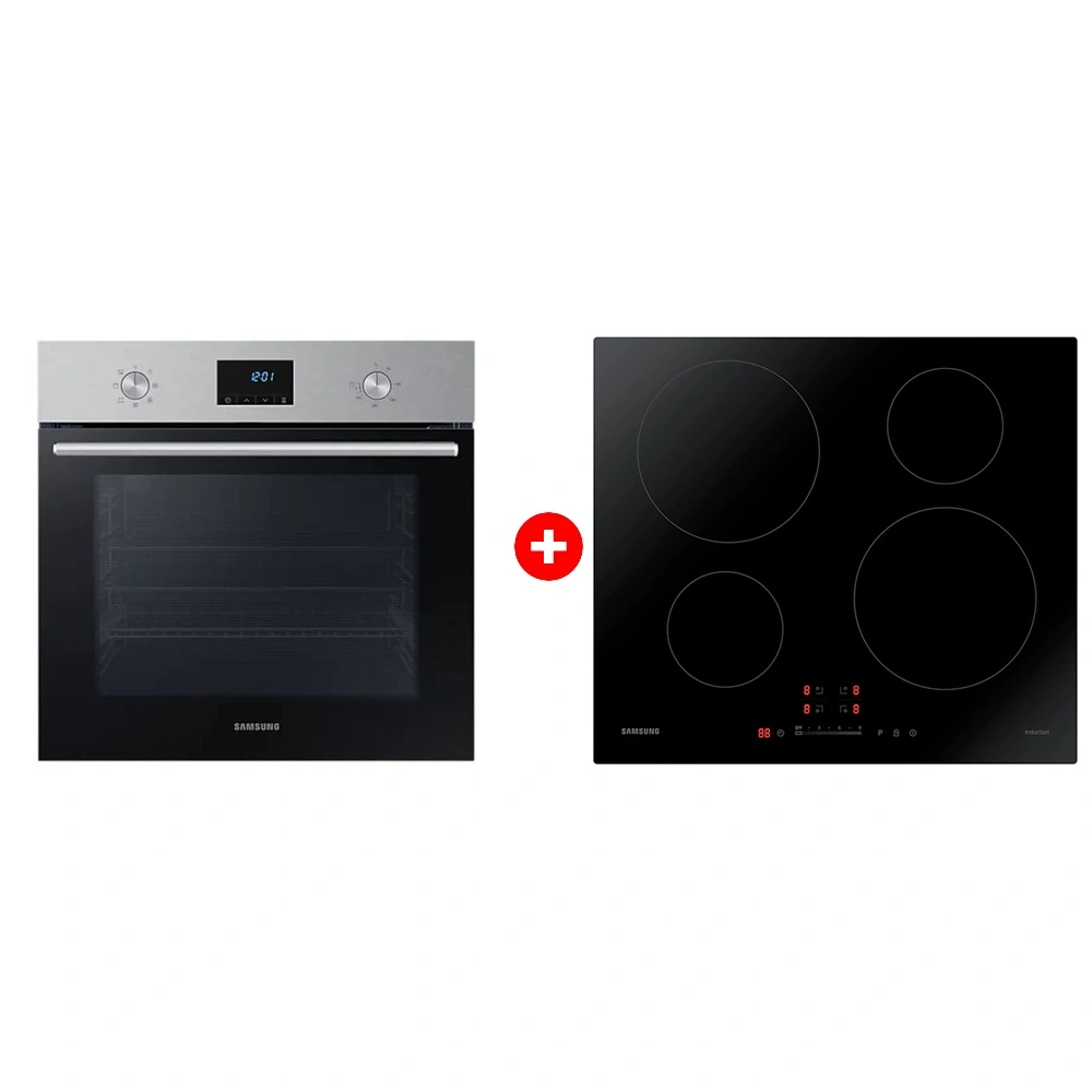 Жиынтық Встраиваемый духовой шкаф Samsung NV68A1145RS/WT + Индукционная варочная поверхность Samsung NZ64H37070K/WT 