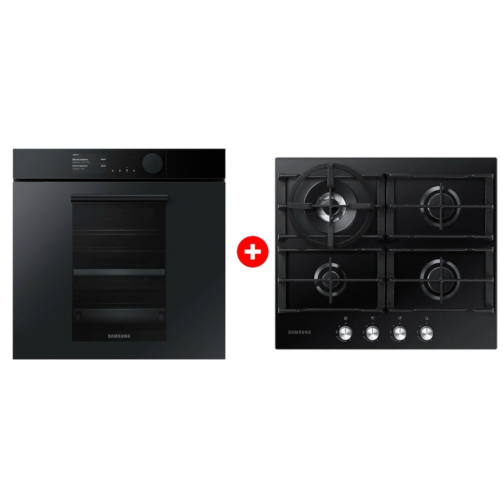 Жиынтық Встраиваемый духовой шкаф Samsung NV75T9979CD/WT Infinite Line + Газовая варочная поверхность Samsung NA64H3030AK/WT 