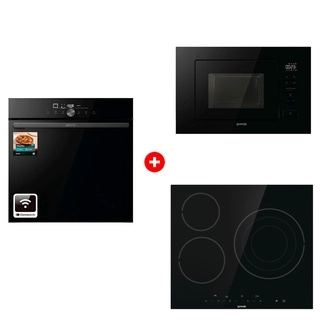 Жиынтық Встраиваемый духовой шкаф Gorenje GO66E PIZZA350C + Стеклокерамическая варочная панель Gorenje ECT632BSCE + Встраиваемая микроволновая печь Gorenje BM201M2BG 