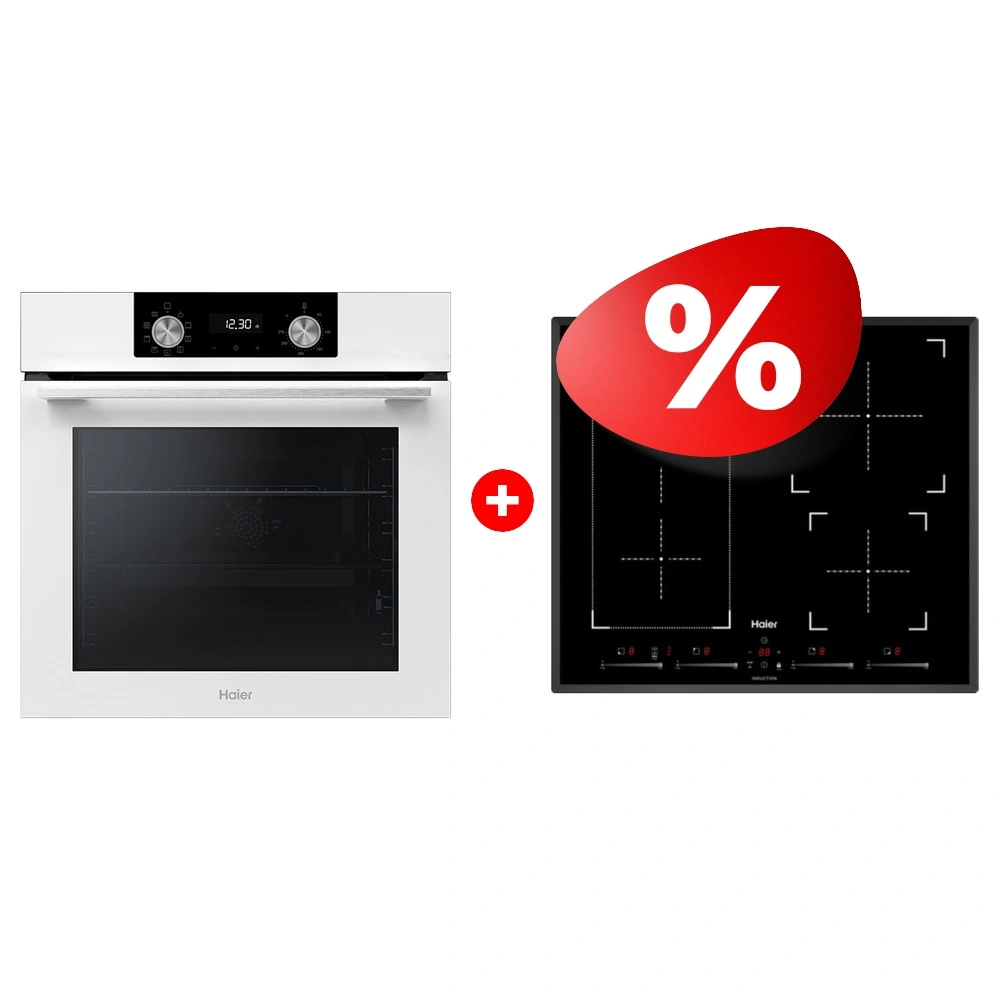 Жиынтық Встраиваемый духовой шкаф Haier HOQ-K2ANN3WB + Индукционная варочная панель Haier HHY-Y64FVB 