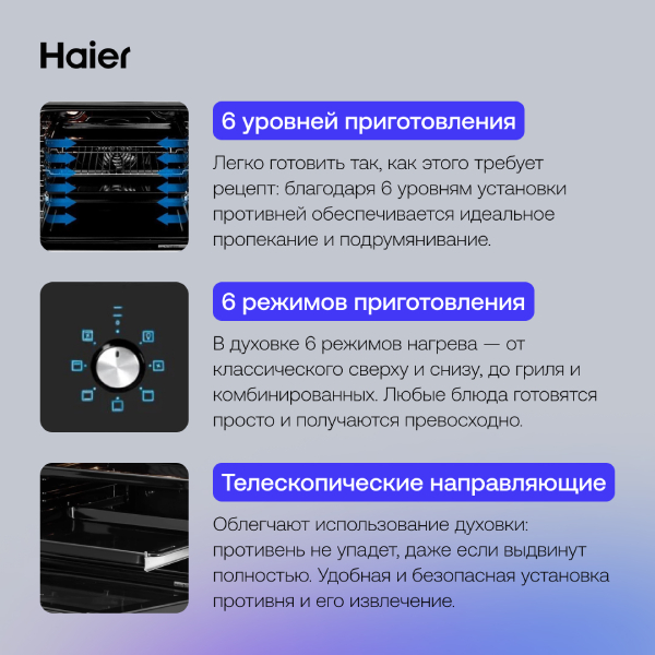 Встраиваемый духовой шкаф Haier HOX-P06HGB - фото 3