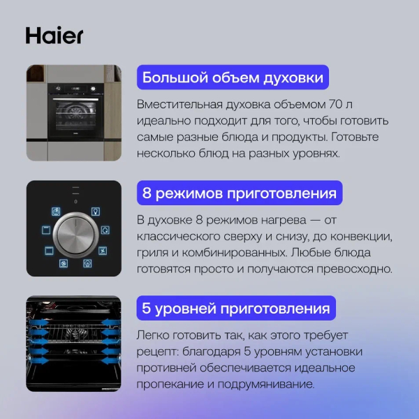 Встраиваемый духовой шкаф Haier HOD-PF08TGB - фото 6