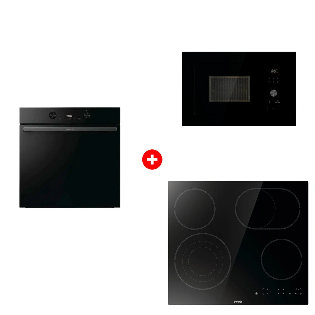 Комплект Встраиваемый духовой шкаф Gorenje BOS6737E05DBG + Стеклокерамическая варочная панель Gorenje ECT646BSCE + Встраиваемая микроволновая печь Gorenje BM201AG1BG 