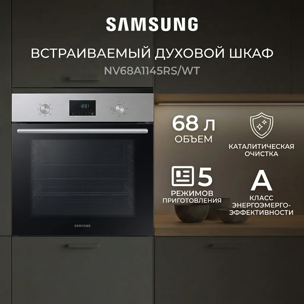 SAMSUNG кіріктірілетін электр пеші NV68A1145RS/WT - фото 6