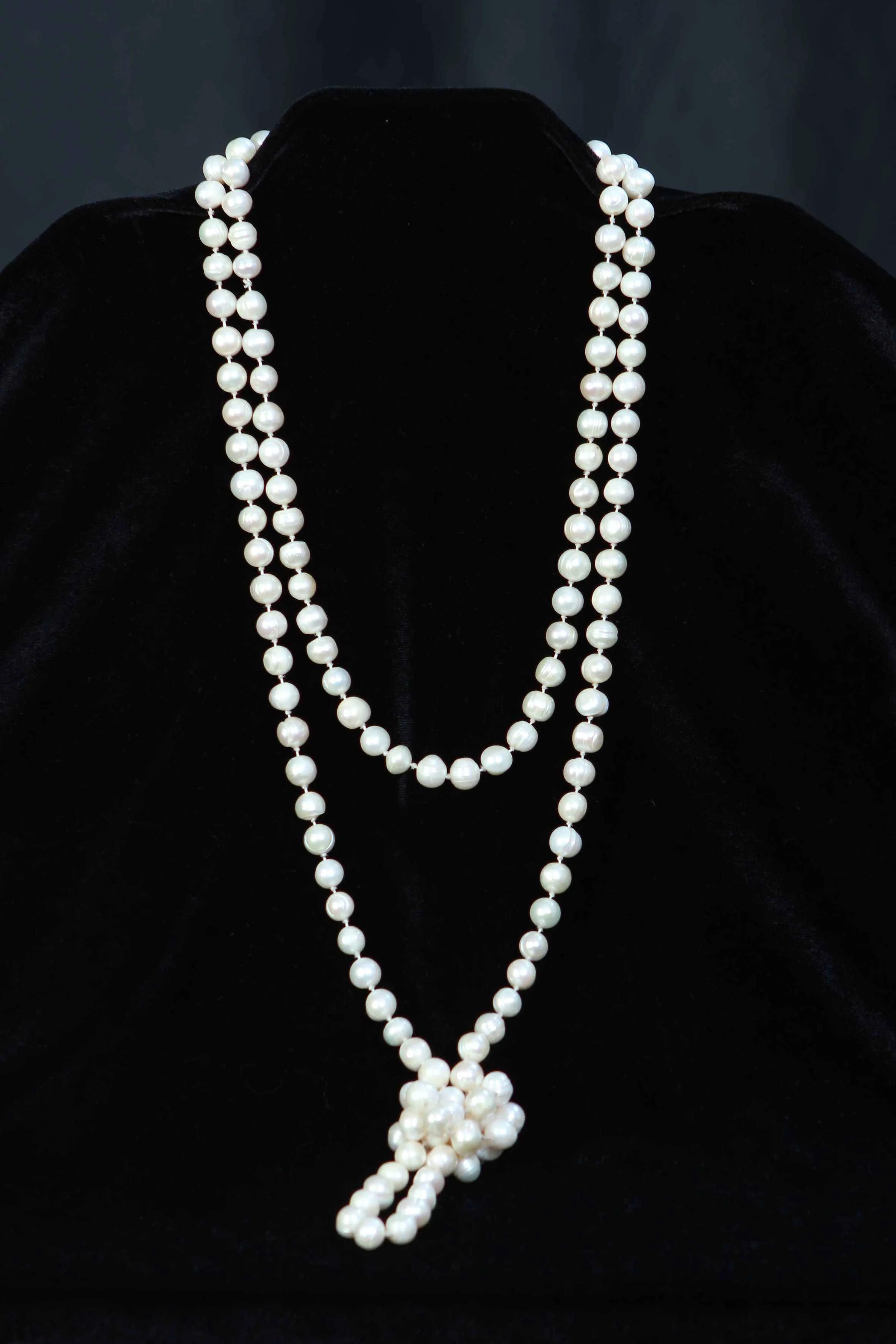 Ожерелье из натурального белого жемчуга 120см 