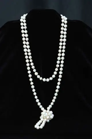 Ожерелье из натурального белого жемчуга 120см 