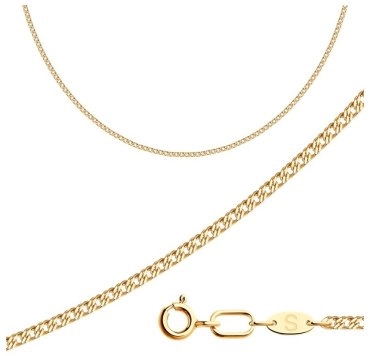 Цепь SOKOLOV 581010302 длина 50 см, вес 2.52 г золото, плетение двойной ромб 