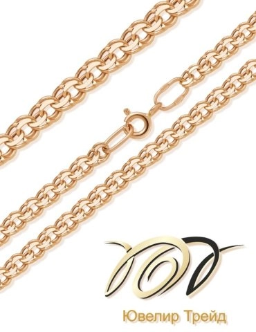 Цепь Ювелир Трейд 570005022 длина 50 см, вес 3.94 г золото, плетение бисмарк 