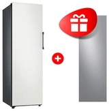 Комплект Декоративная панель для однодверного холодильника Samsung RA-R23DAAS9GG Cеребрстый металлик + Морозильная камера Samsung Bespoke RZ32T7435AP/WT 