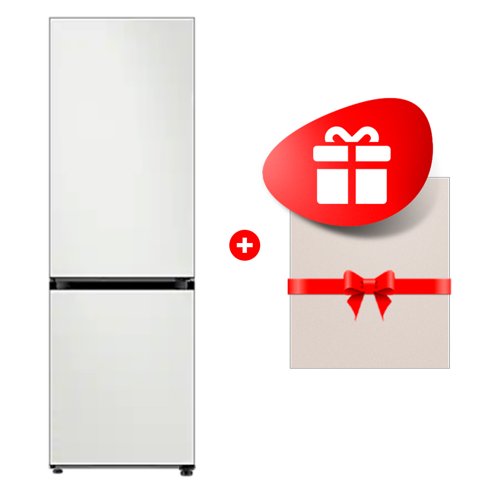 Комплект Декоративная панель для холодильника / бежевый матовый металл RA-B23EBBCEGG + Холодильник Samsung RB38A7B62AP/WT 