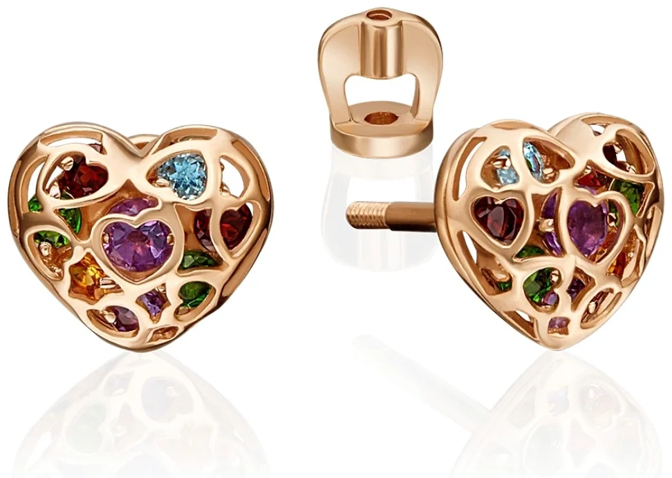Серьги пусеты Platina «Сердца» 02-4565-00-728-1110-57  - фото 2