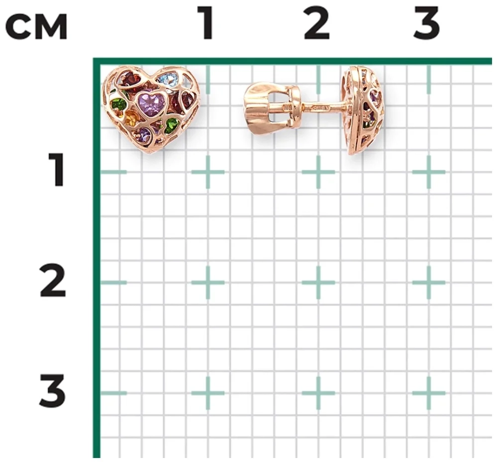 Серьги пусеты Platina «Сердца» 02-4565-00-728-1110-57  - фото 3