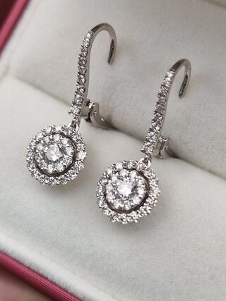 Золотые серьги с бриллиантами  1.5Ct SI2-VS1/J.H, VG-Cut 